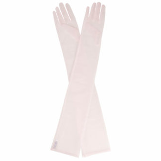 long pink tulle sheer gloves